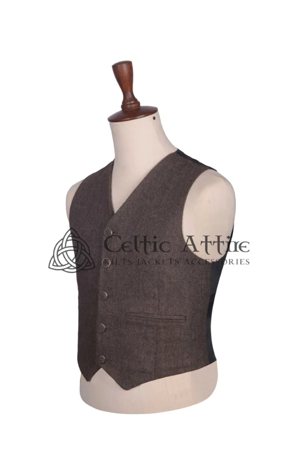 Brown Tweed Wool Argyll Jacket and Waistcoat - Image 6