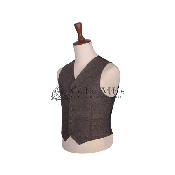 Brown Tweed Wool Argyll Jacket and Waistcoat - Image 6