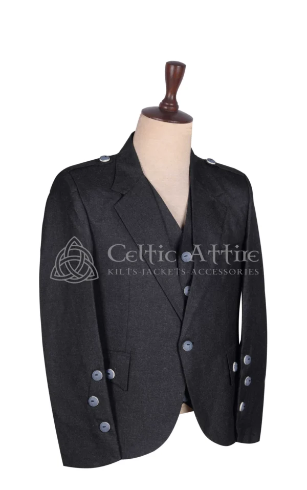 Charcoal Gray Wool Crail Jacket and Waistcoat - Image 2