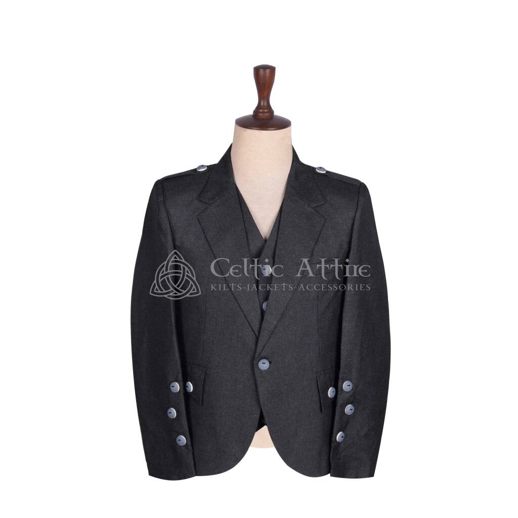Charcoal Gray Wool Crail Jacket and Waistcoat