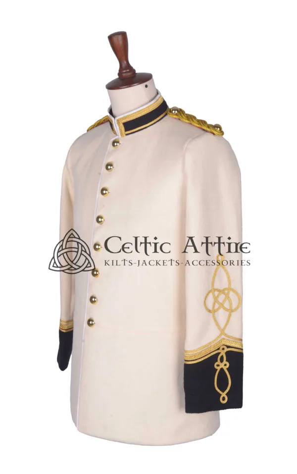 Cream Wool Military Doublet Jacket - Image 3