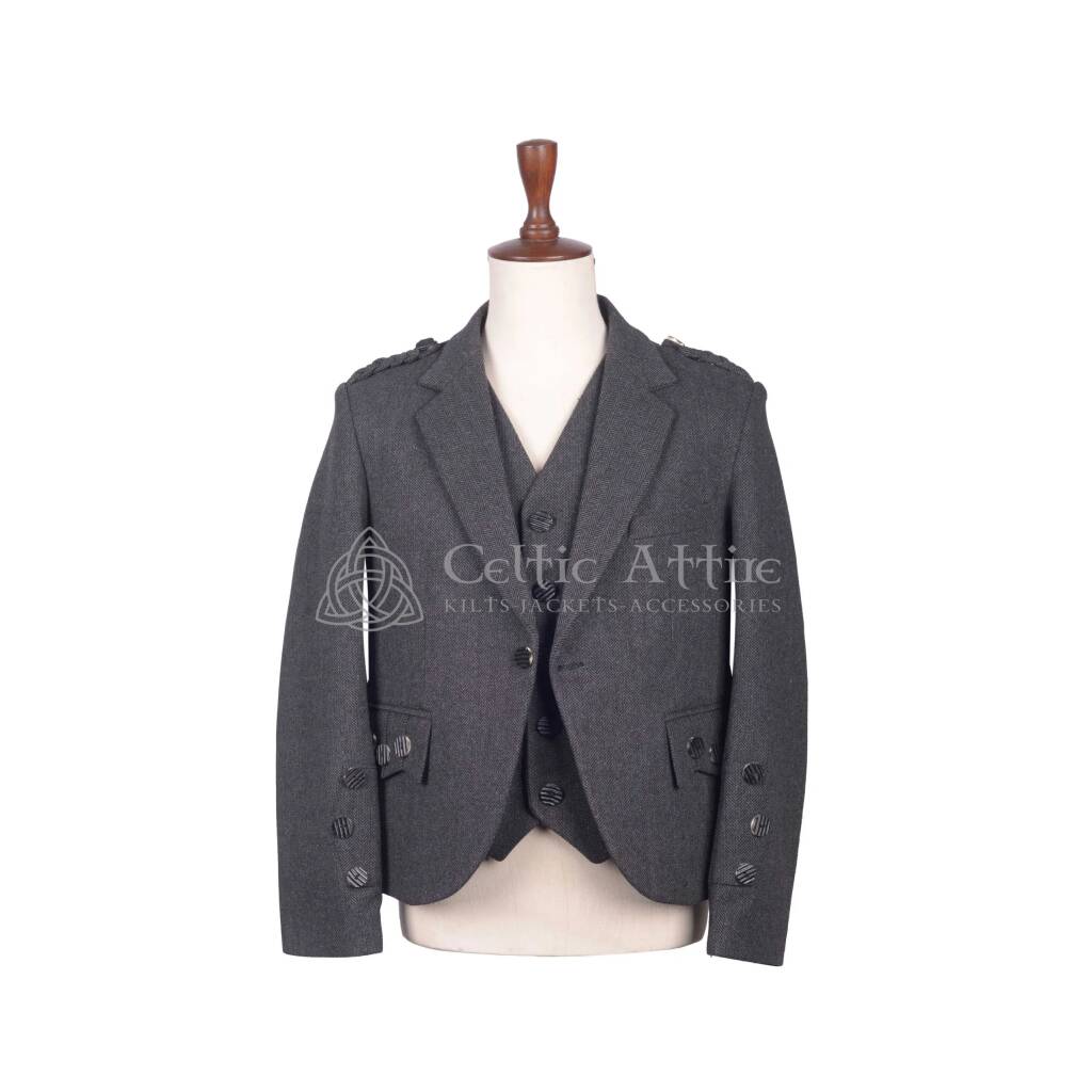 Gray Tweed Wool Argyll Jacket and Waistcoat
