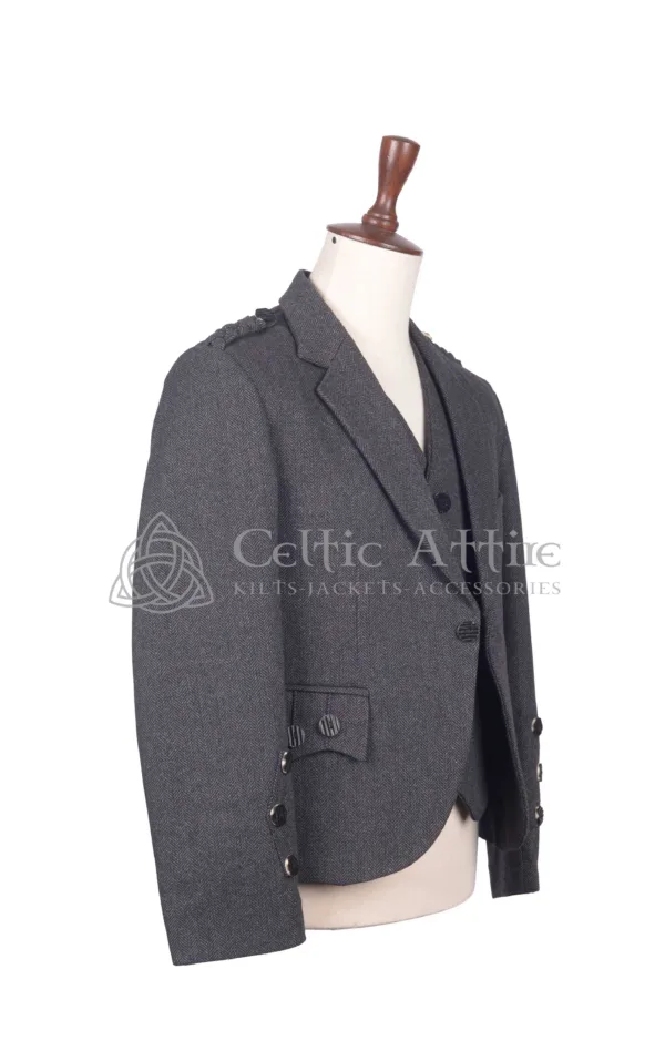 Gray Tweed Wool Argyll Jacket and Waistcoat - Image 2