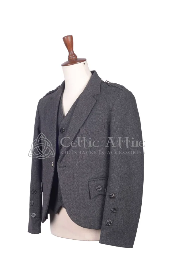 Gray Tweed Wool Argyll Jacket and Waistcoat - Image 3