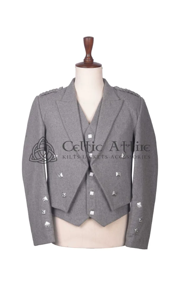 Gray Wool Prince Charlie Jacket and Waistcoat