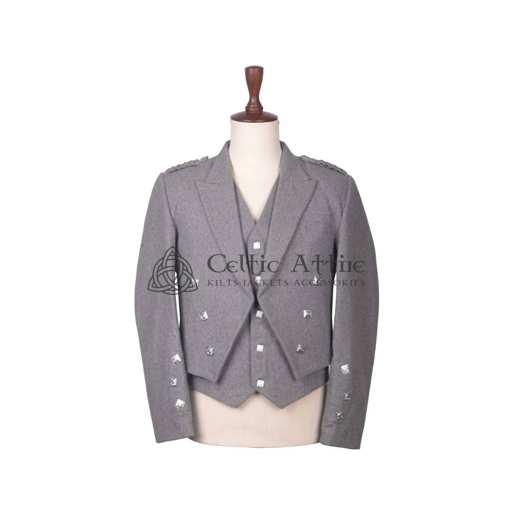 Gray Wool Prince Charlie Jacket and Waistcoat