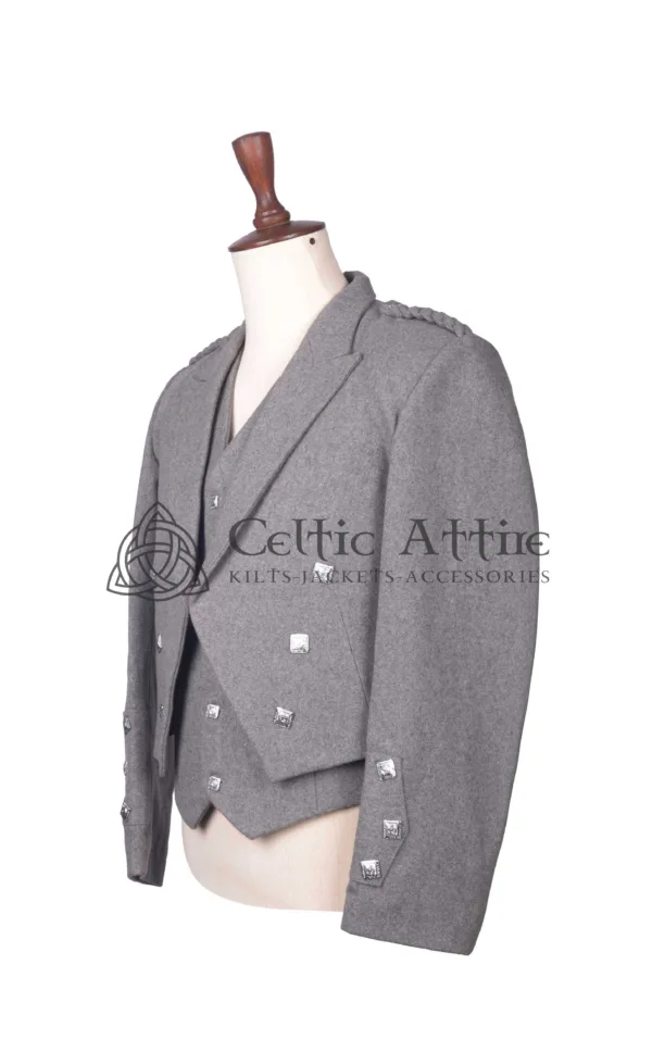 Gray Wool Prince Charlie Jacket and Waistcoat - Image 2