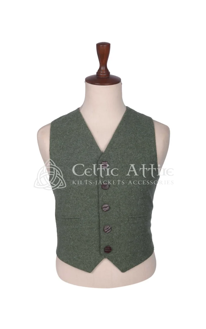 Lovat Green Wool Argyll Jacket and Waistcoat - Celtic Attire