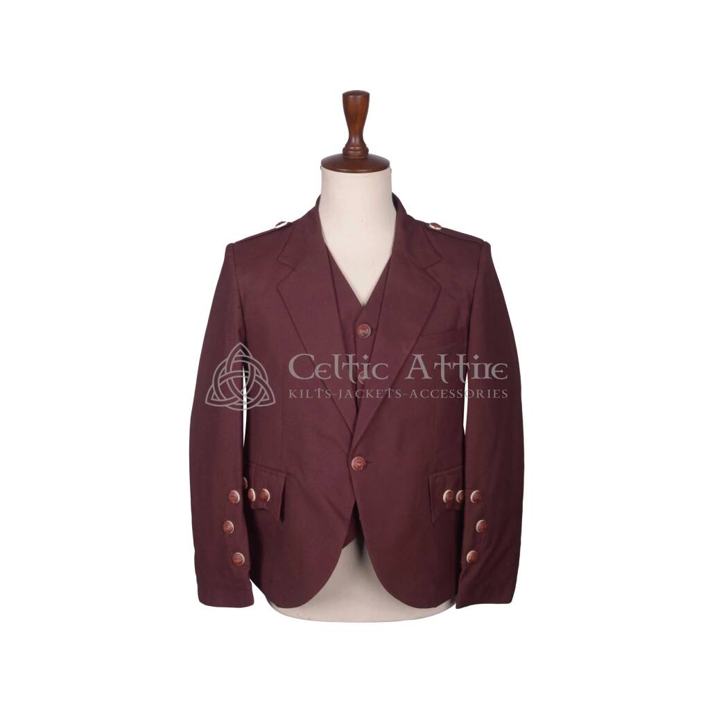 Maroon Wool Crail Jacket and Waistcoat