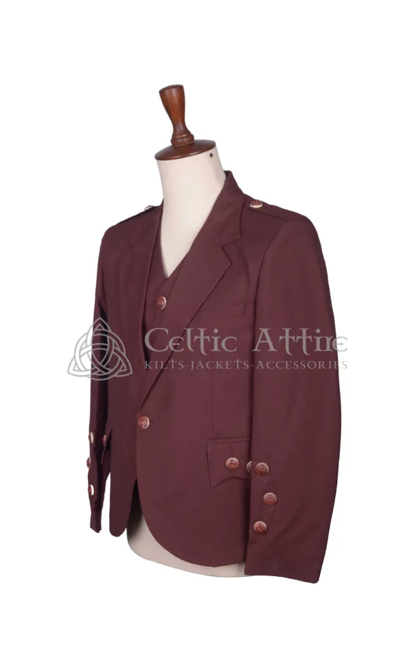 Maroon Wool Crail Jacket and Waistcoat - Image 2