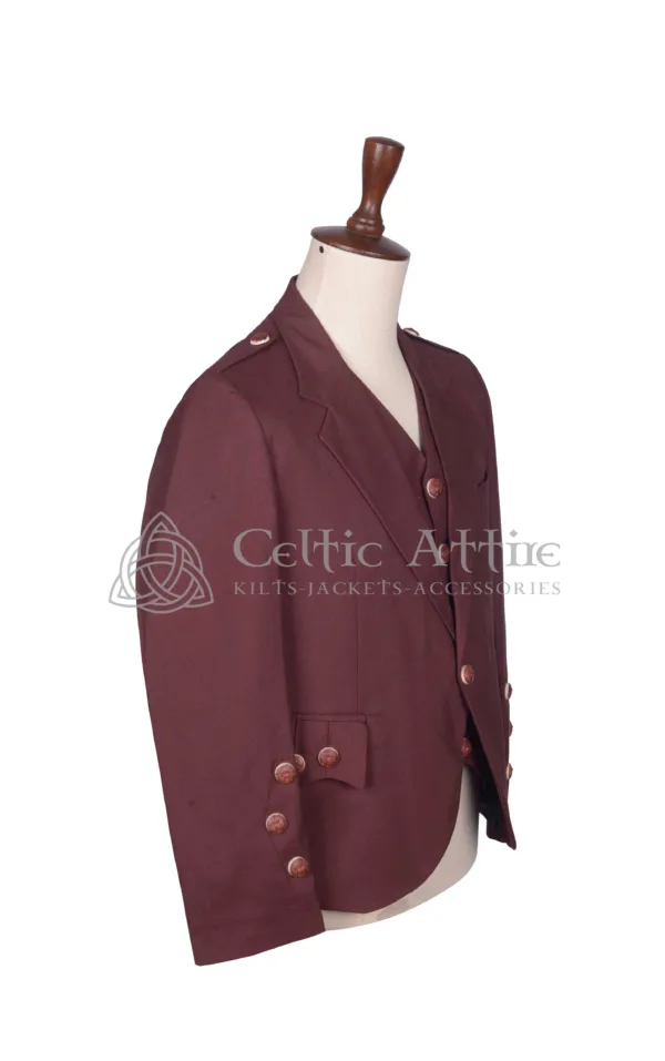 Maroon Wool Crail Jacket and Waistcoat - Image 3