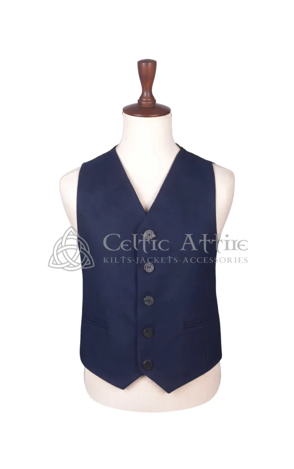 Navy Blue Wool Argyll Jacket and Waistcoat - Image 4