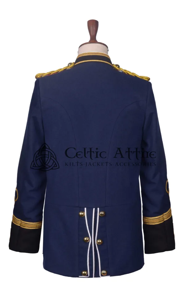 Navy Blue Wool Military Long Jacket - Image 3