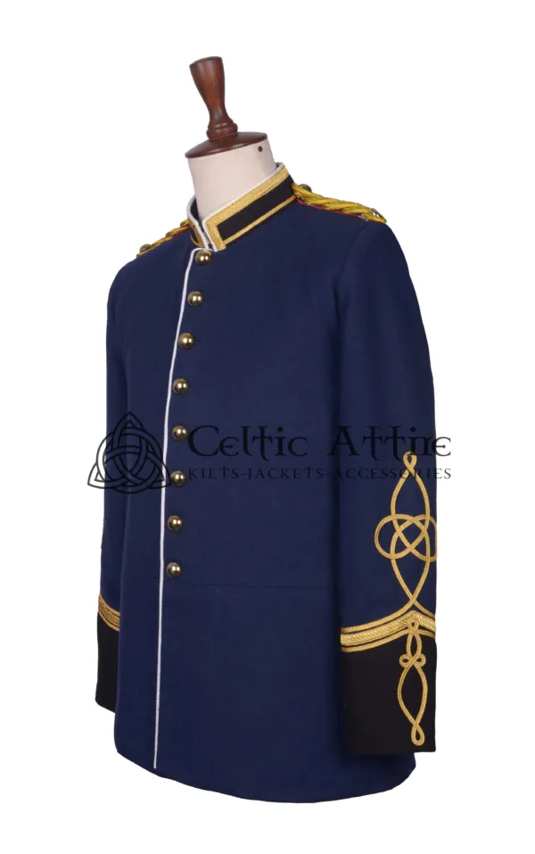 Navy Blue Wool Military Long Jacket - Image 2