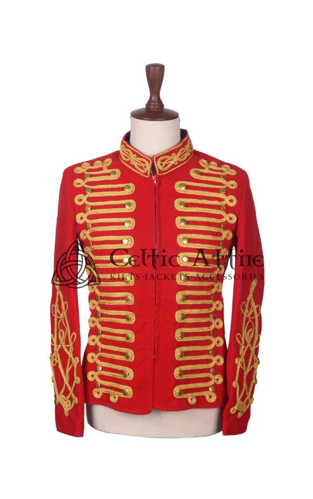 Red Velvet Military Gold Braided Jacket