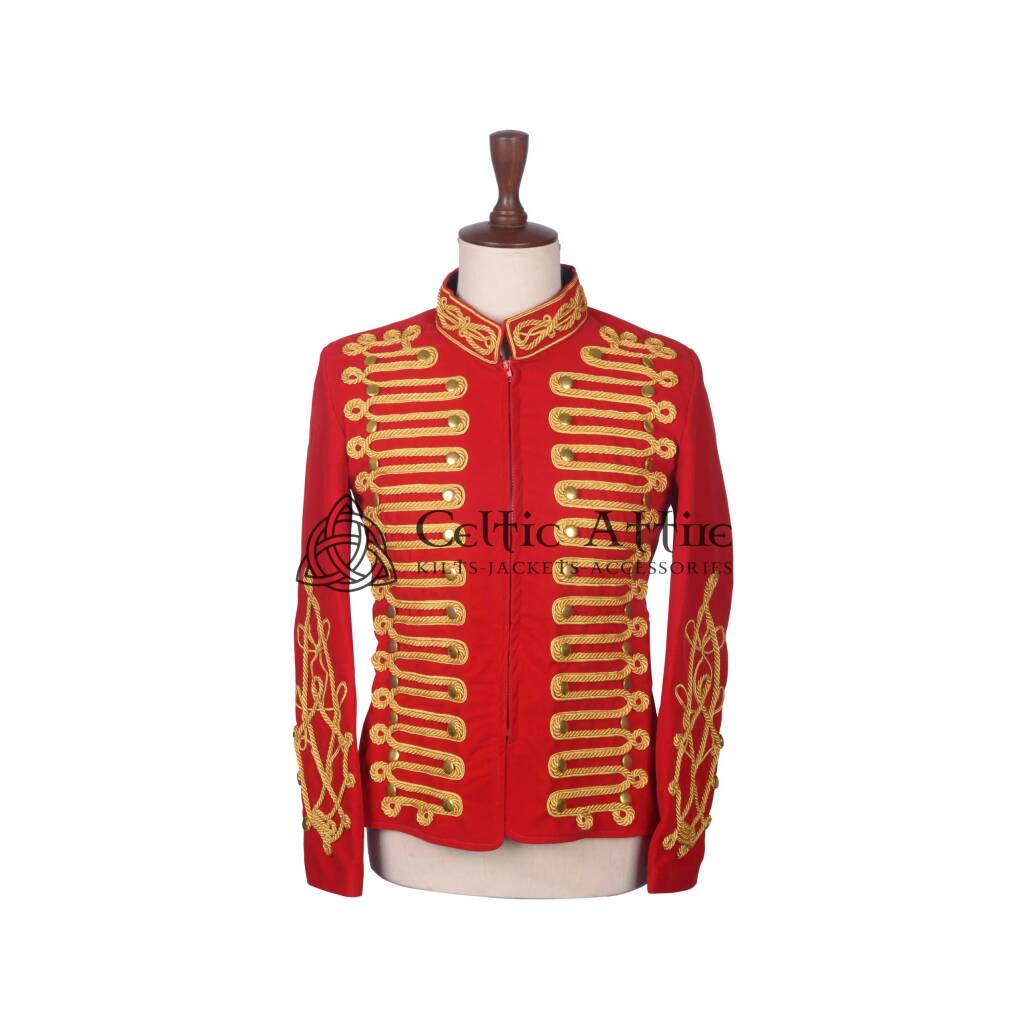 Red Velvet Military Gold Braided Jacket