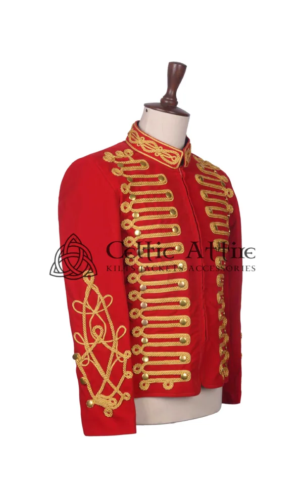 Red Velvet Military Gold Braided Jacket - Image 3