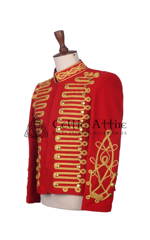 Red Velvet Military Gold Braided Jacket - Image 2