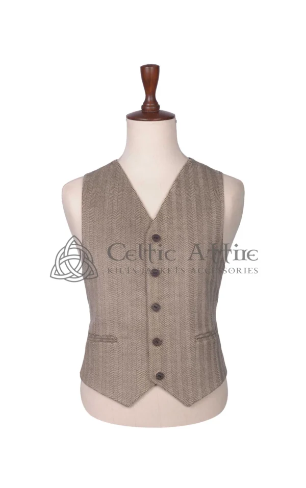 Tan Tweed Wool Argyll Jacket and Waistcoat - Image 4