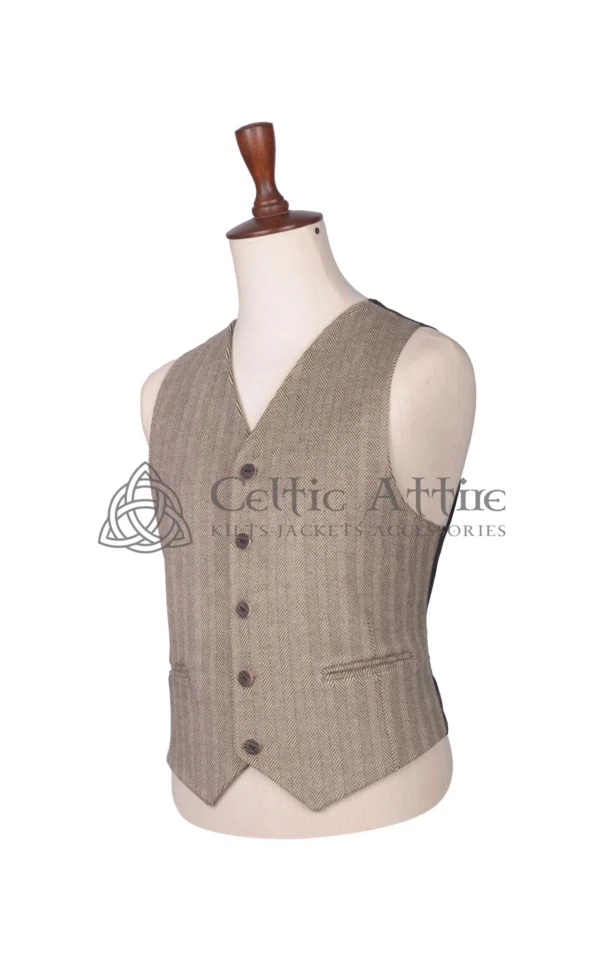 Tan Tweed Wool Argyll Jacket and Waistcoat - Image 6