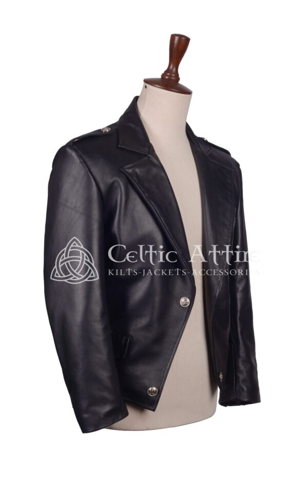 Black Leather Prince Charlie Jacket - Image 2