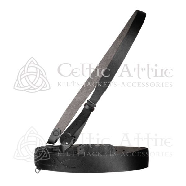 Black Leather Silver Accessories Sam Browne Belt - Image 3