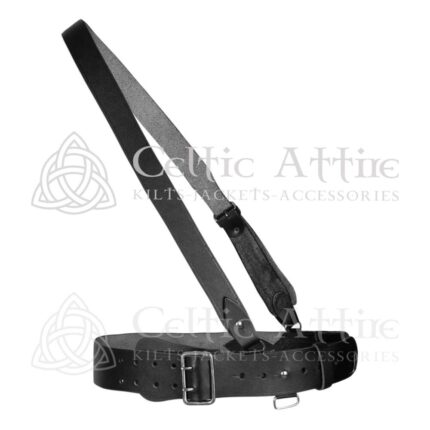 Black Leather Silver Accessories Sam Browne Belt