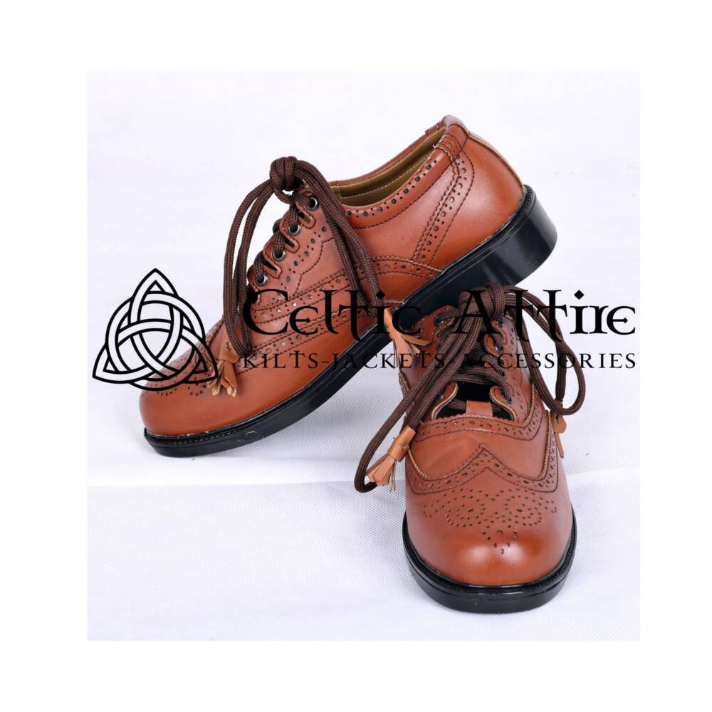 Brown-Leather-Ghillie-Brogues-Kilt-Shoes-Full-View Brown Leather Ghillie Brogues