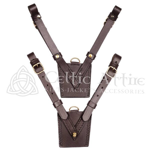 Brown Leather Gold Accessories Sam Browne Belt - Image 6