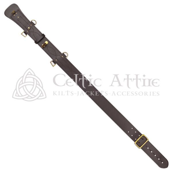 Brown Leather Gold Accessories Sam Browne Belt - Image 3