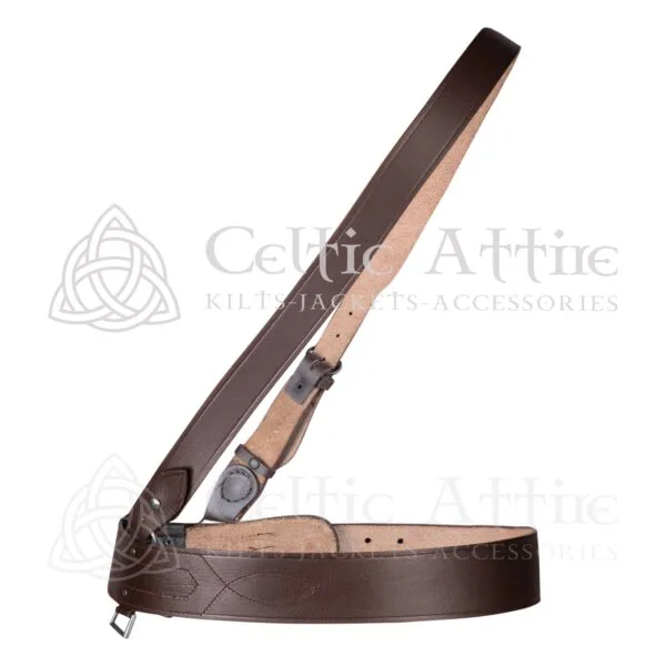 Brown Leather Belt with Silver Accessories - Image 2