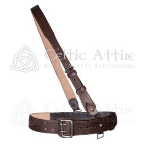 Brown Leather Belt with Silver Accessories