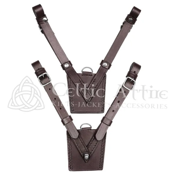 Brown Leather Belt with Silver Accessories - Image 3