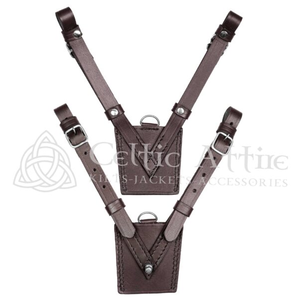 Brown Leather Belt with Silver Accessories - Image 3