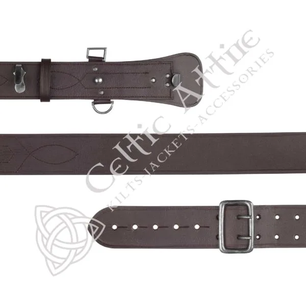 Brown Leather Belt with Silver Accessories - Image 4