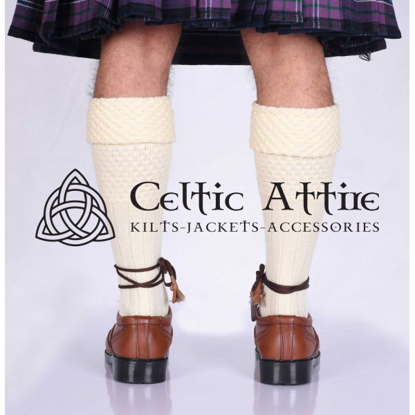 Cream Scottish Kilt Socks - Image 2