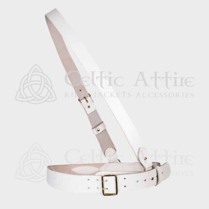 White Leather Gold Accessories Sam Browne Belt