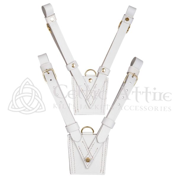 White Leather Gold Accessories  Sam Browne Belt - Image 6