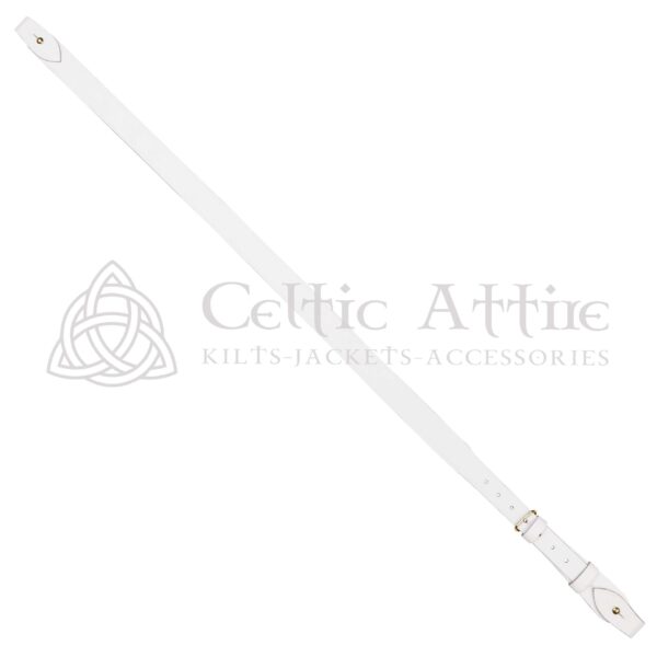 White Leather Gold Accessories  Sam Browne Belt - Image 4