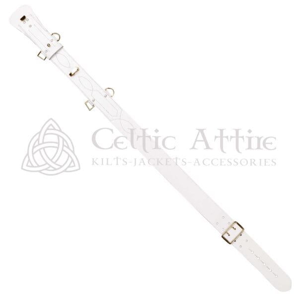White Leather Gold Accessories  Sam Browne Belt - Image 5