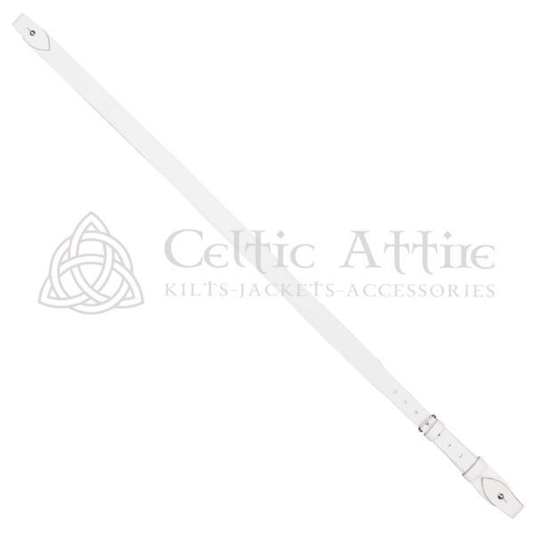 White Leather Silver Accessories Sam Browne Belt - Image 4