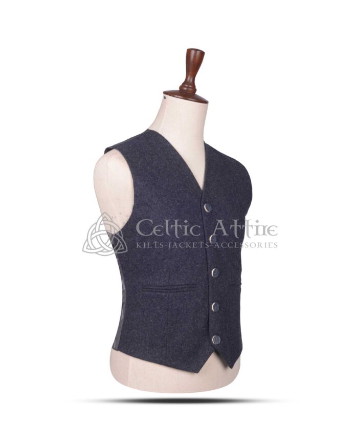 Charcoal Gray Wool 5-Button Argyll Waistcoat