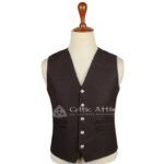 Brown Wool 5 Buttons Argyll Vest
