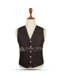 Brown Wool 5 Buttons Argyll Vest