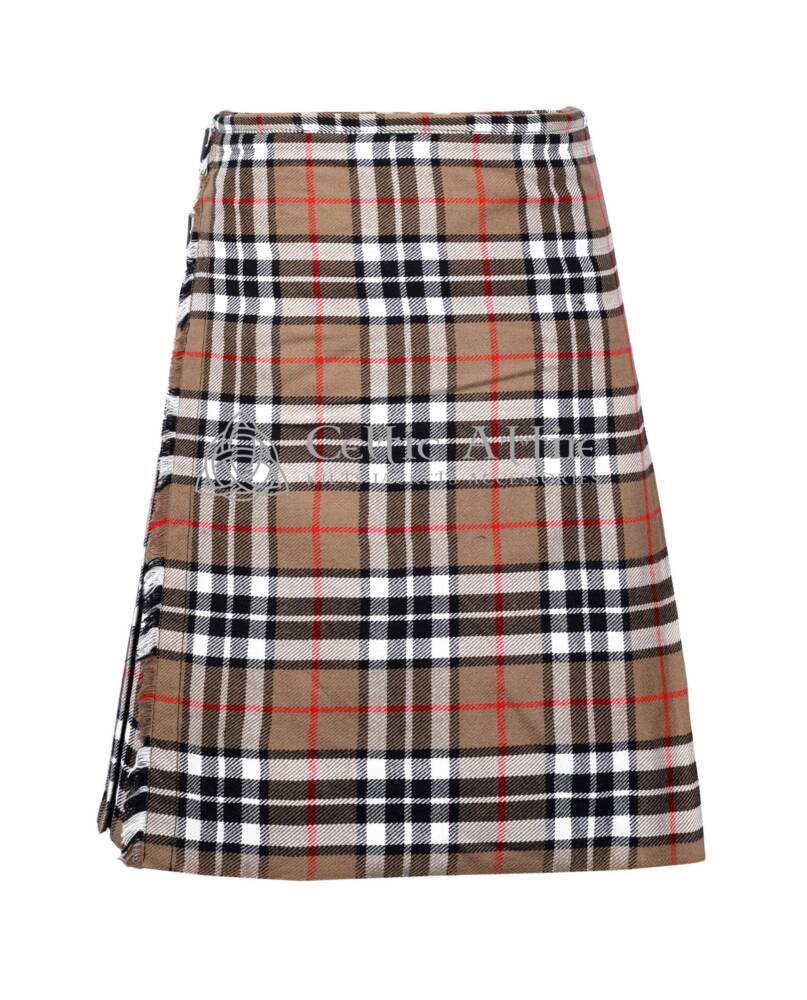 Camel Thompson tartan kilt