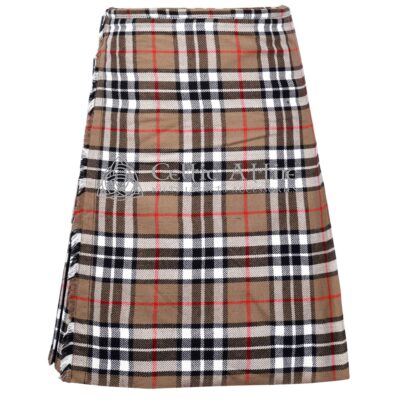 Camel Thompson tartan kilt