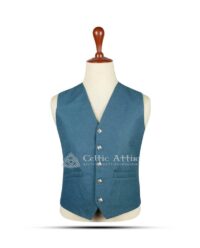 Lovat Blue Wool 5-Button Argyll Vest