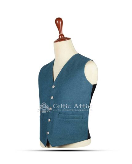 Lovat Blue Wool 5-Button Argyll Vest