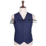 Navy Blue Wool 5-Button Argyll Vest