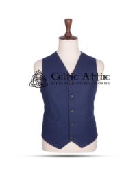 Navy Blue Wool 5-Button Argyll Vest